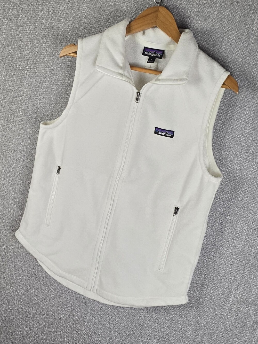 Patagonia Womens Classic Microdini Fleece Vest White Sz Small